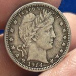 1914 Barber Quarter Coin