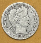 1914-P Barber Quarter - 90% Silver Value