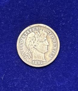 1892 Barber Silver Dime - First Year