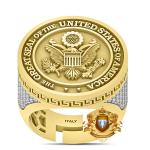 Moissanite American Eagle 14K Gold Ring Band