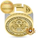 Moissanite American Eagle 14K Gold Ring Band