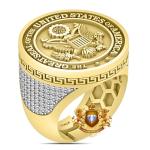 Moissanite American Eagle 14K Gold Ring Band