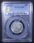 1916-D Barber Quarter PCGS AU58 Gold Shield