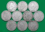 Ten Liberty V Nickels - Great Date Variety!