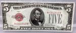 1928 $5 Red Seal Legal Tender Note - PMG 63