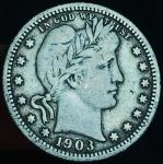 1903 Barber Quarter 25C Liberty Head Silver Coin