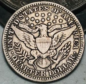 1914 D Barber Quarter 90% Silver Liberty Coin