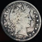 1916 Barber Quarter 25C Silver US Coin