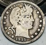 1915 D Barber Quarter 90% Silver US Coin