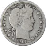 1914 D Barber Quarter 90% Silver Coin