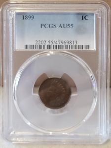 1899 Indian Head Cent PCGS AU55