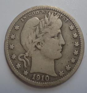 1910 Philly Barber Silver 25C Quarter