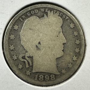 1898 Barber Quarter 25C - Rare Find!