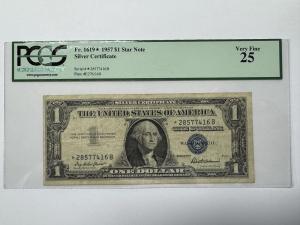 1957 $1 Silver Certificate Star Note PCGS 25