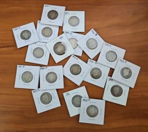 Barber Silver Quarter 90% Silver 1896-1916 Coins