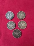 Barber Quarter Lot - 5 Silver Quarters, Philly Mint