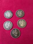 Barber Quarter Lot - 5 Silver Quarters, Philly Mint