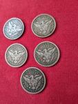 Barber Quarter Lot - 5 Silver Quarters, Philly Mint