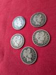 Barber Quarter Lot - 5 Silver Quarters, Philly Mint