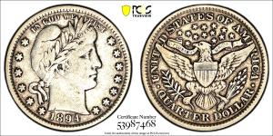 1894-P Barber Quarter - PCGS VF30 Rare Find