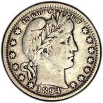 1894-P Barber Quarter - PCGS VF30 Rare Find