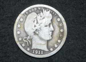 1911 Barber Quarter - 90% Silver Coin