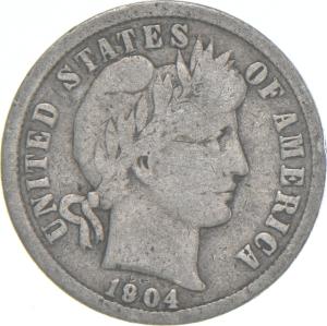 1904-P Barber Dime 90% Silver Coin