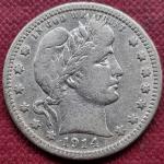 1914 Barber Quarter 25c - VF Details