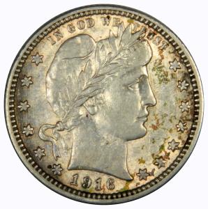1916 Barber Quarter - Uncirculated with Colorful Tone