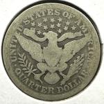 1892 Barber Quarter 25 Cents Coin