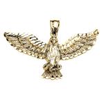 Gold Diamond Cut Bald Eagle Pendant Necklace