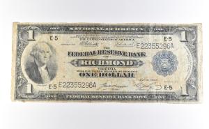 1918 $1 Richmond VA Blue Seal National Currency