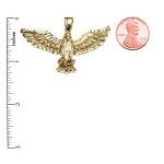 Gold Diamond Cut Bald Eagle Pendant Necklace