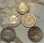 1901 Barber Dime Set of 5 Dates