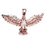Gold Diamond Cut Bald Eagle Pendant Necklace
