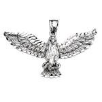 Gold Diamond Cut Bald Eagle Pendant Necklace
