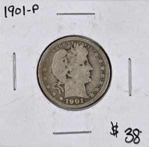 1901-P Barber Silver Quarter 25C - Rare Find