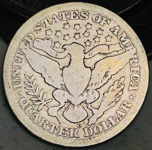 1909 O Barber Quarter 25C Liberty Head Silver