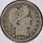 1901-P Barber Silver Quarter 25C - Rare Find