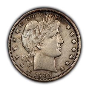 1907 Barber Silver Half Dollar - Eye Appeal
