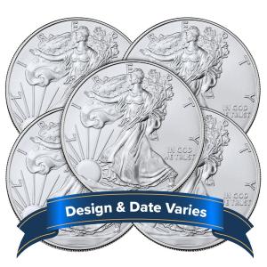 5 American Silver Eagle Coins - 1 oz Each