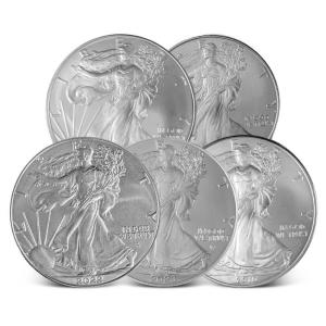 5-Pack American Silver Eagle Coins - 1 oz Each