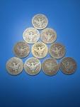 10 Barber Silver Quarters - $2.50 Face Value