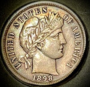 1898 Barber Silver Dime with Great Detail