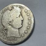 1914 D Barber Quarter 25C Silver Coin