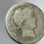 1914 D Barber Quarter 25C Silver Coin