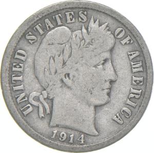1914-D Barber Dime 90% Silver Coin