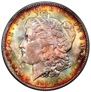 1904-O Rainbow Color Toned Morgan Dollar MS 64