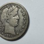 1914 D Barber Quarter 90% Silver Liberty Head