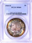 1904-O Rainbow Color Toned Morgan Dollar MS 64